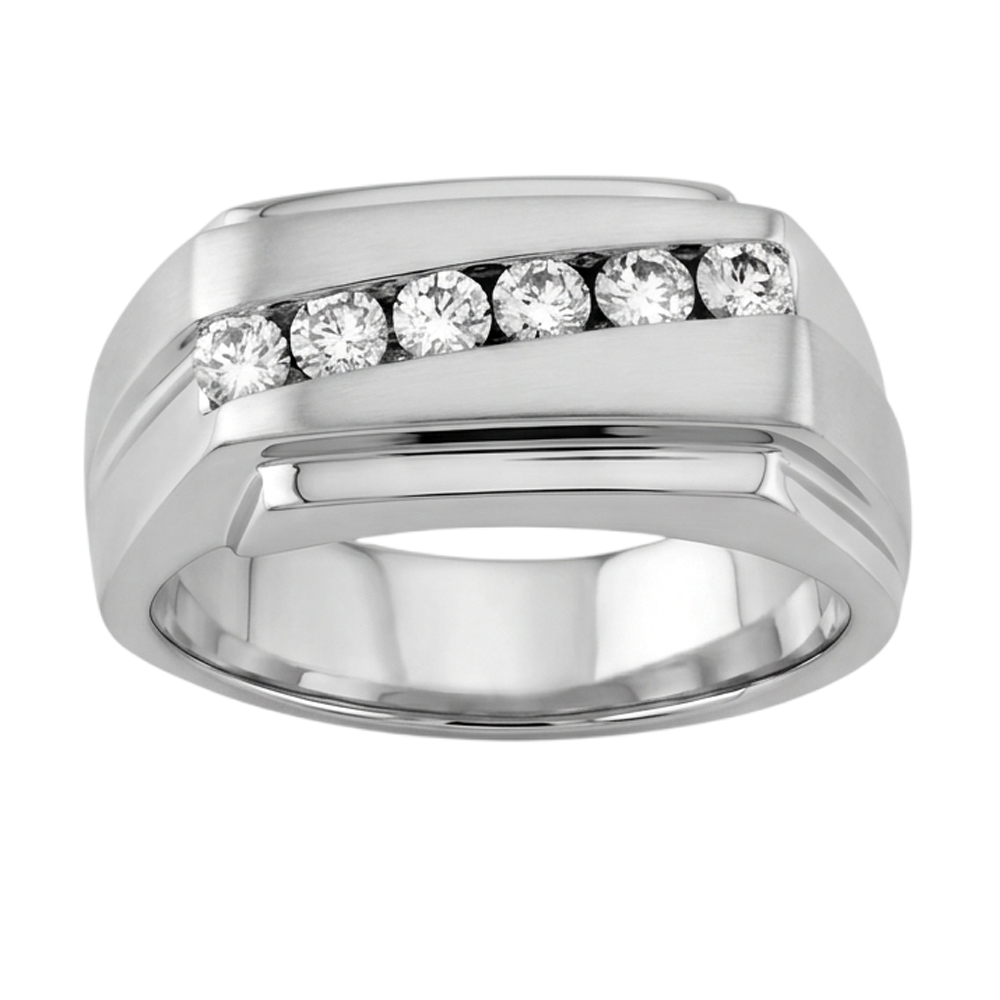FunkelndFunkelnd 0.50 Karat Runde Echt Aus der Erde Abgebauter Natürlicher Diamanten Herren Ring Weißgold 14K