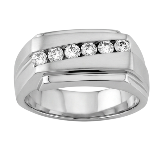 FunkelndFunkelnd 0.50 Karat Runde Echt Aus der Erde Abgebauter Natürlicher Diamanten Herren Ring Weißgold 14K