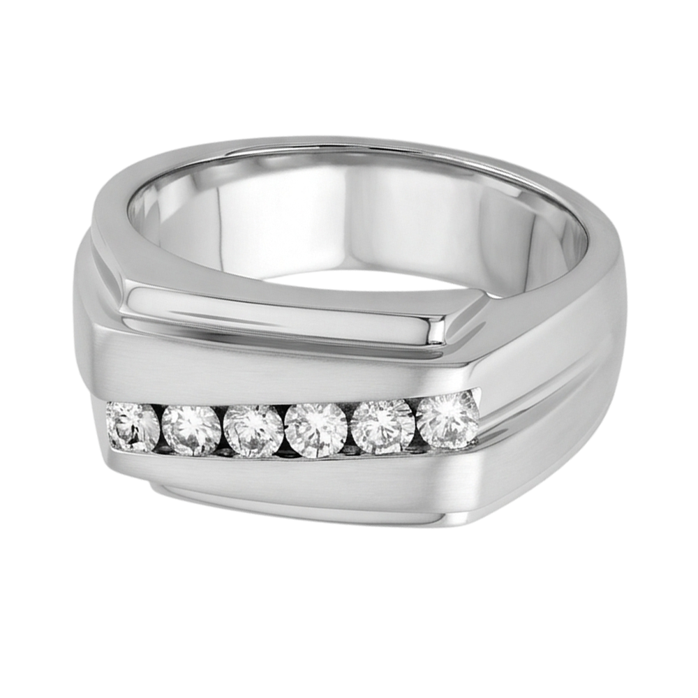 FunkelndFunkelnd 0.50 Karat Runde Echt Aus der Erde Abgebauter Natürlicher Diamanten Herren Ring Weißgold 14K