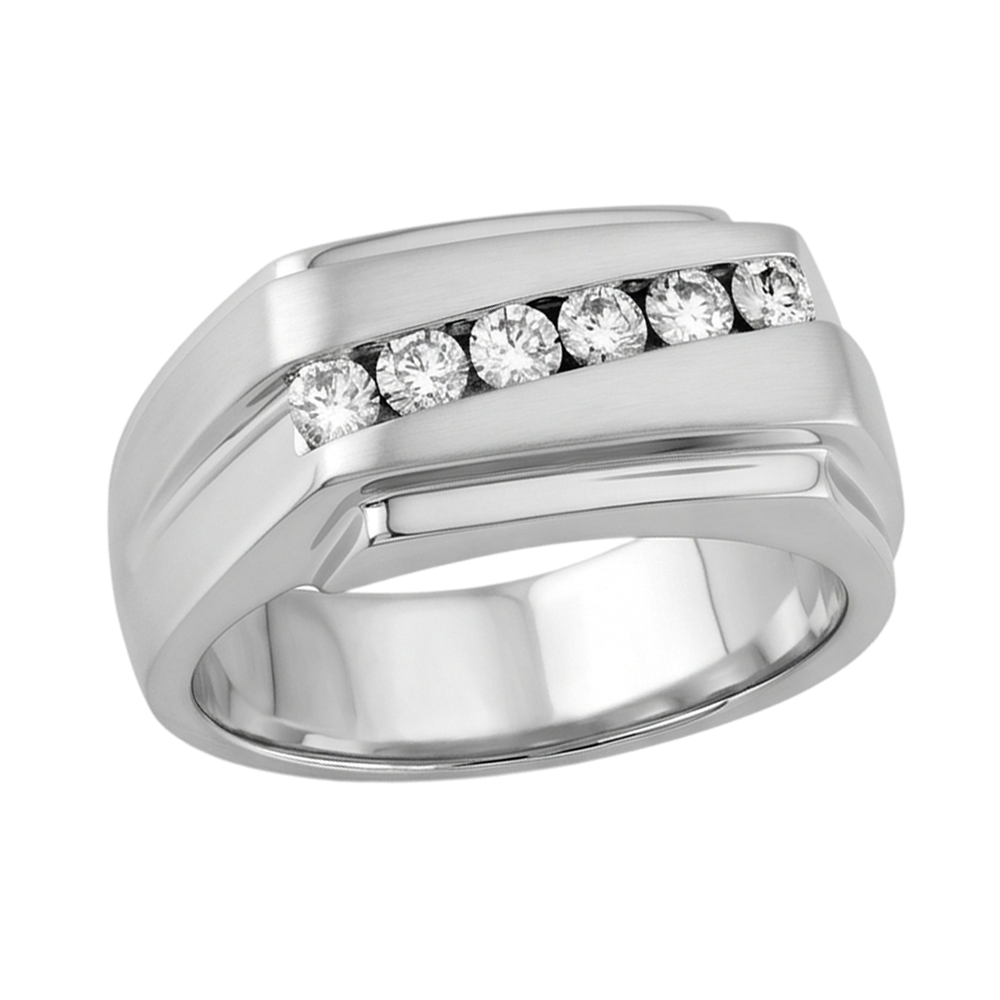 FunkelndFunkelnd 0.50 Karat Runde Echt Aus der Erde Abgebauter Natürlicher Diamanten Herren Ring Weißgold 14K