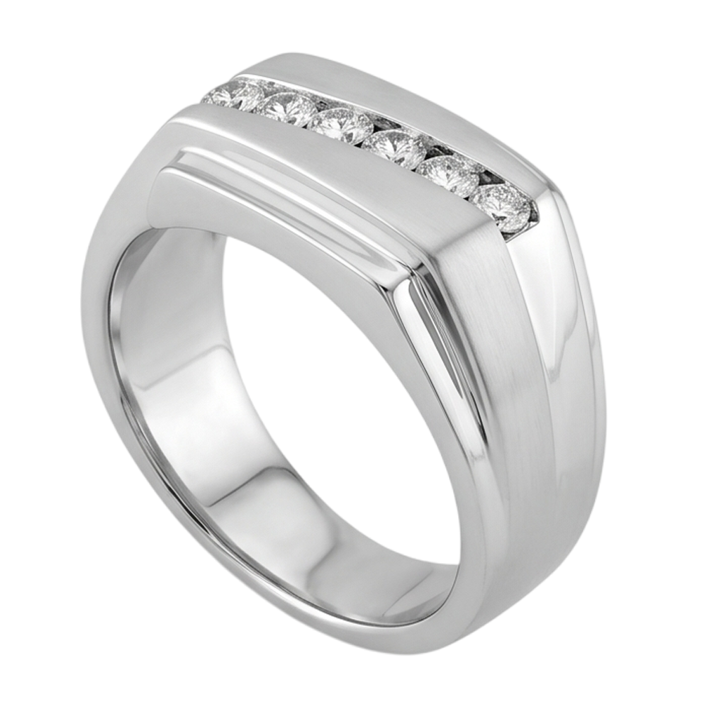 FunkelndFunkelnd 0.50 Karat Runde Echt Aus der Erde Abgebauter Natürlicher Diamanten Herren Ring Weißgold 14K