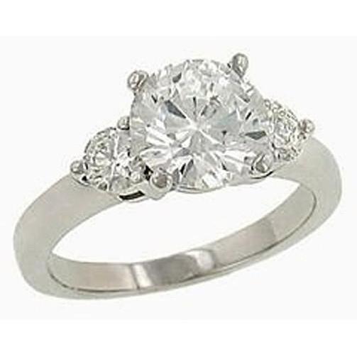FunkelndFunkelnd Echt Diamanten Drei-Stein-Ring 3,11 ct. Weißgold 14K Neu