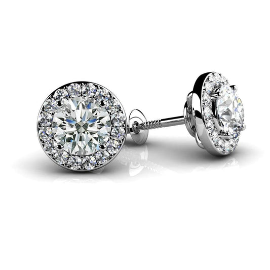 FunkelndFunkelnd Runden Echt DiamantHalo Stud Earrings 3.50 Carat White Gold 14K