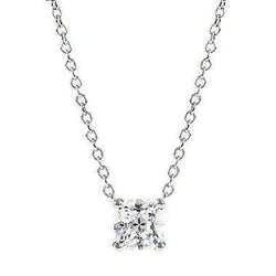 Funkelnde 2.5 Karat Weißgold Halskette mit Echt Aus der Erde Abgebauter Natürlicher Diamant-Anhänger im Prinzessin-Schliff