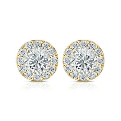 Funkelnde 3,80 Karat Echt Diamanten Ohrstecker Halo Ohrringe Gelbgold 14K Neu