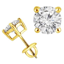 Funkelnde 5.00 Karat Natürliche Aus der Erde Abgebauter Natürlicher Diamanten Ohrstecker 14K Gelbgold Neu
