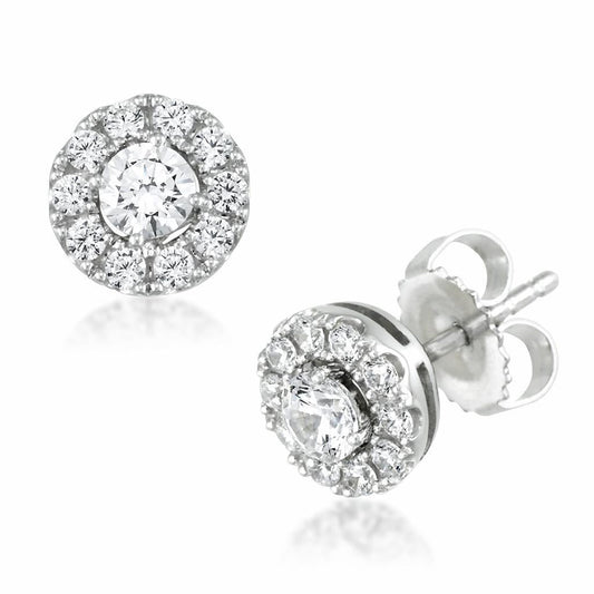 Funkelnde Brillantschliff Echt 2,40 ct Diamanten Damen Ohrstecker Halo