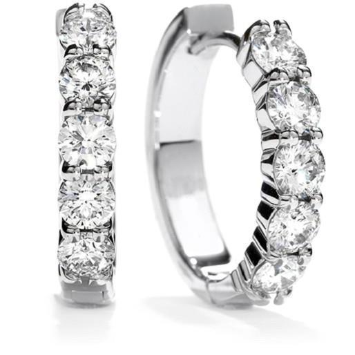 Funkelnde Damen Creolen mit Rundschliff Echt Diamant 3 Karat WG 14K