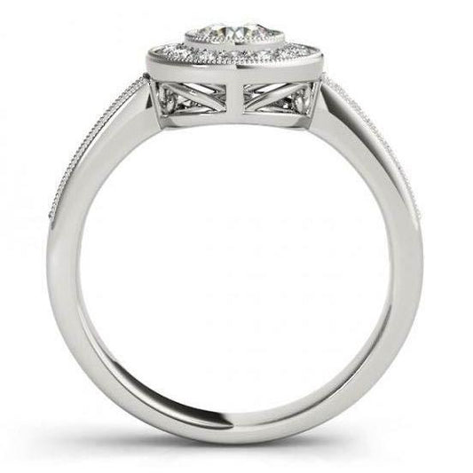 Funkelnde Echt Diamanten Halo Engagement 1,35 Karat Ring Gold Weiß 14K