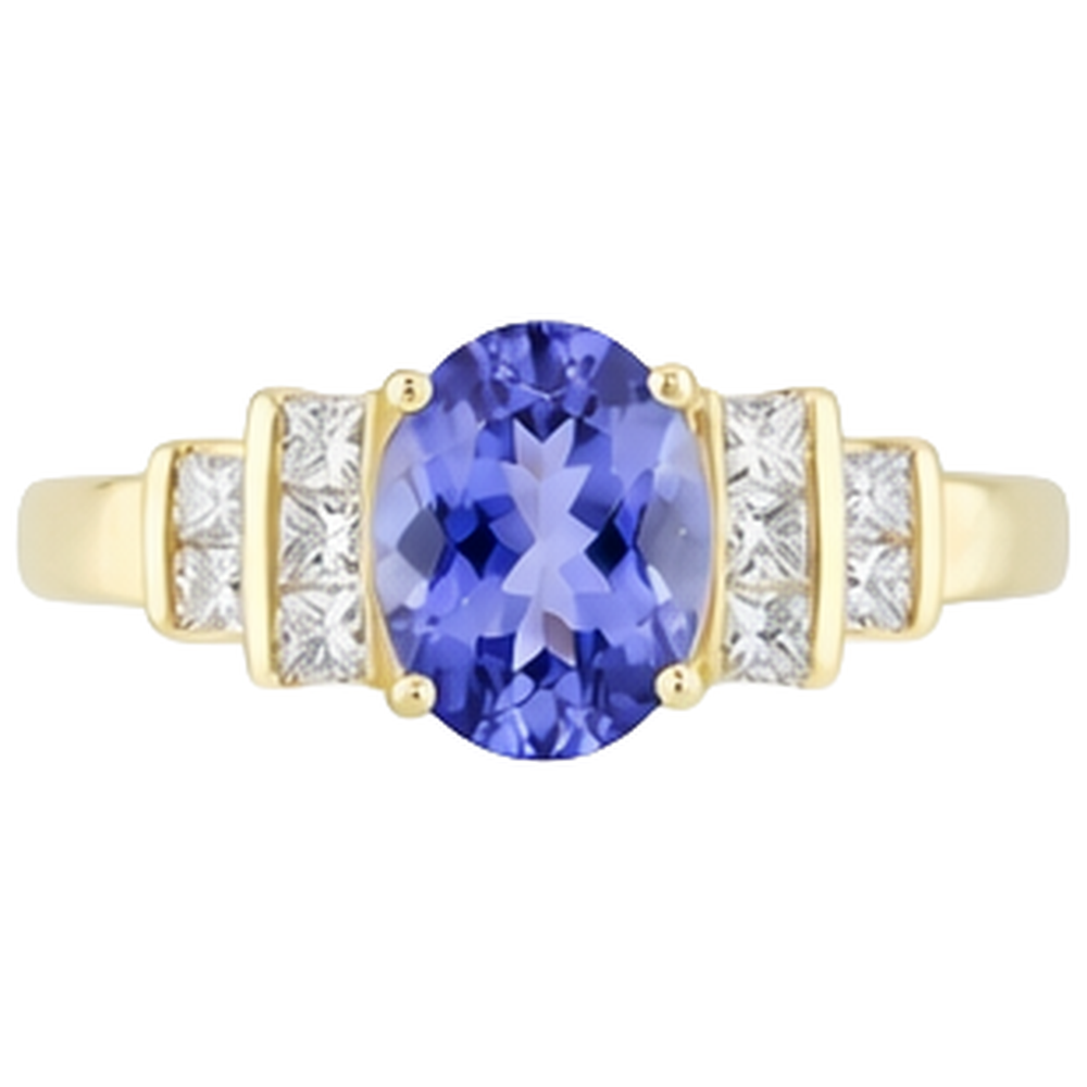 echter oval tansanit 3Karat ring Seitenansicht