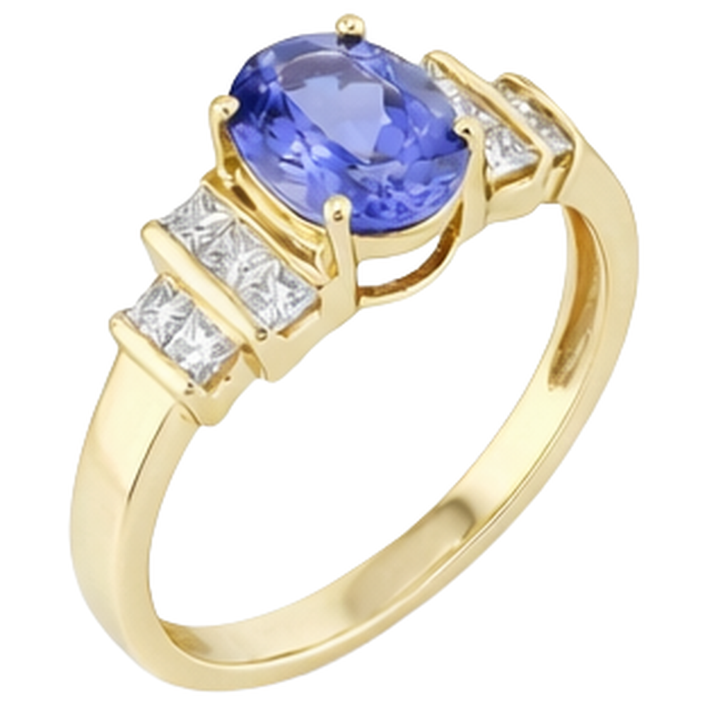 echter oval tansanit 3Karat ring Profilansicht