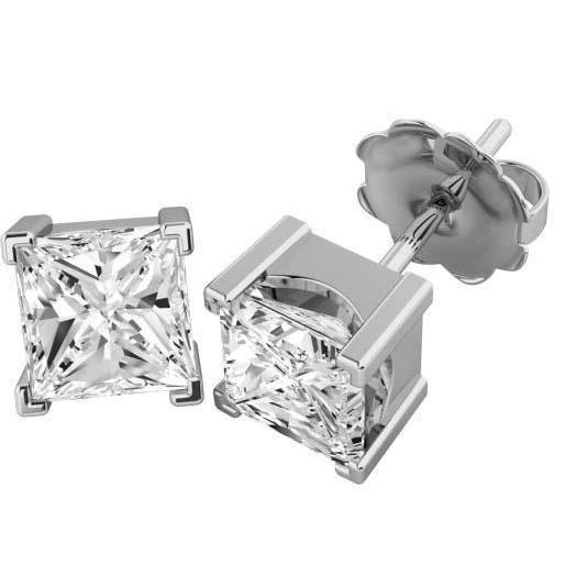 Funkelnde Princess Cut 5 Karat Echt Diamanten Damen Ohrstecker Gold