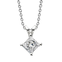 Funkelnde Prinzessinnenschnitt Echt Diamant-Anhänger-Halskette 2.50 ct Weißgold 14K
