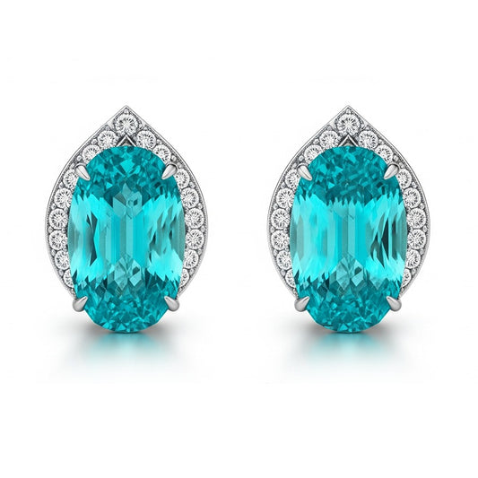 Funkelnde Paraiba-Ohrringe aus Weißgold 2,70 ct