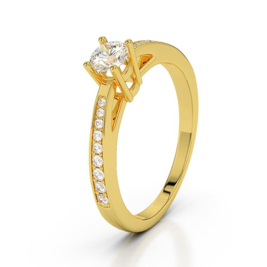 Funkelnder 1,50 ct Echt Diamant-Verlobungsring Gelbgold