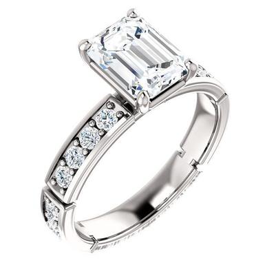 Funkelnder 2,01 Karat Smaragd Echt Diamant Solitär mit Akzenten Ring Gold