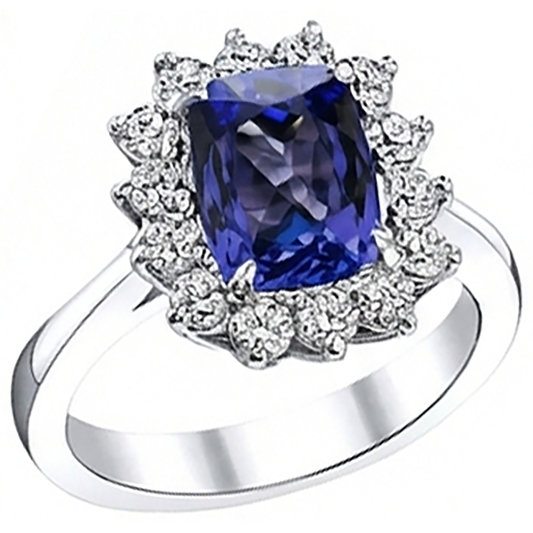 echter round tansanit 4.30Karat ring Seitenansicht