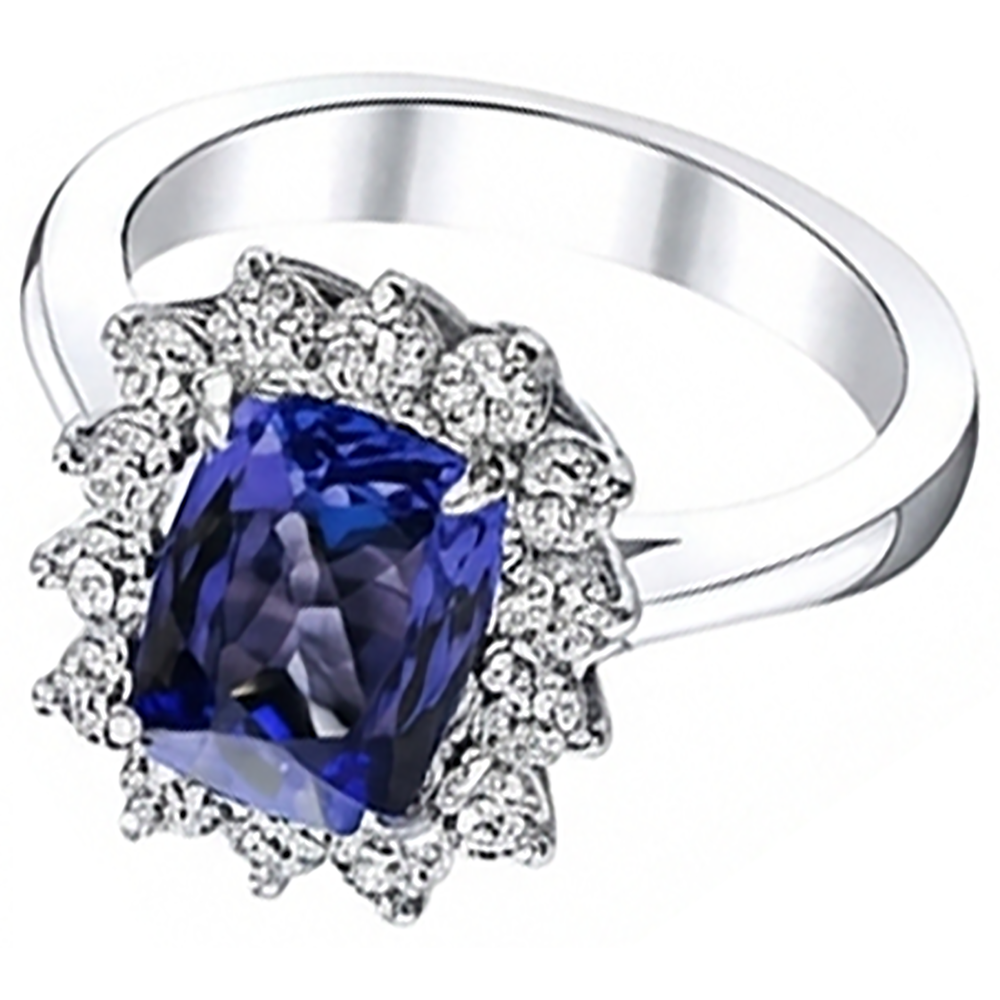 echter round tansanit 4.30Karat ring Detailansicht