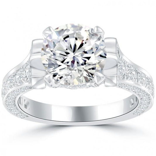 Funkelnder Brillant-Echt Diamant-Verlobungsring 4,65 Karat Weißgold 14K