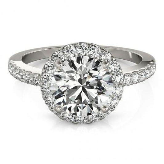 Funkelnder Halo runder Echt Diamant-Verlobungsring 2.50 Karat WG 14K