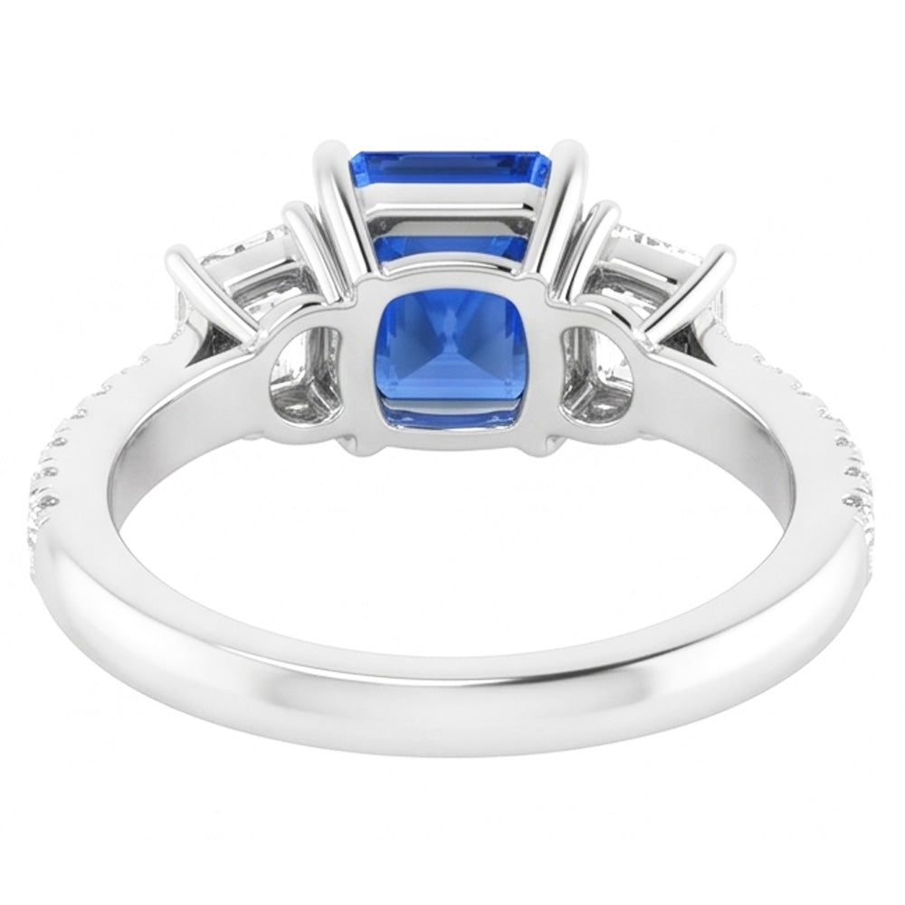 Funkelnder Natürlicher Diamant ( nicht im Labor gezüchtet ) Blauer Saphir Ring 3,50 Karat Runde Smaragdsteine