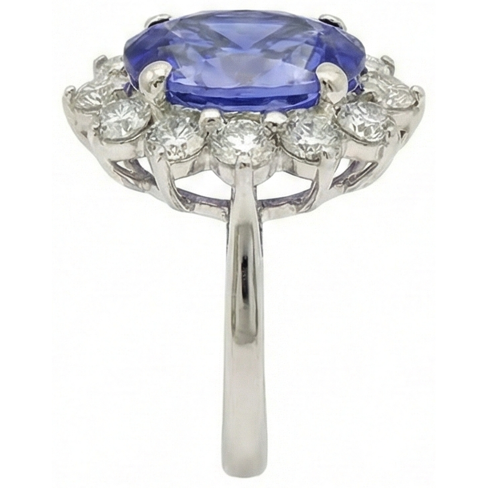 Funkelnder Oval Tansanit und Aus der Erde Abgebauter Natürlicher Diamanten Halo Ring 7,50 Karat Schmuck