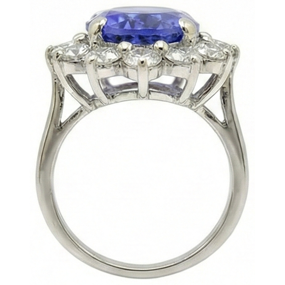 Funkelnder Oval Tansanit und Aus der Erde Abgebauter Natürlicher Diamanten Halo Ring 7,50 Karat Schmuck