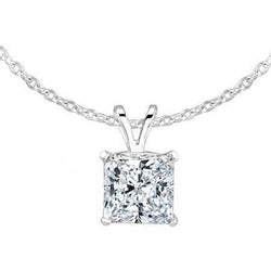 Funkelnder Prinzessin-Schliff-Echt Diamant-Halsketten-Anhänger 2.0 ct. Weißgold 14K