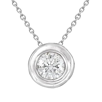 Funkelnder Solitär-Rund Echt diamant-Anhänger-Lünette-Set Weißgold 1,5 Ct