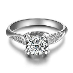 Funkelnder Solitär mit Akzent 2,70 ct Natürliche Aus der Erde Abgebauter Natürlicher Diamanten Ring Weißgold 14K