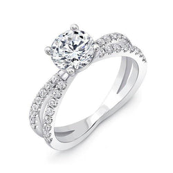 Funkelnder Split Shank Verlobungsring mit Echt Aus der Erde Abgebauter Natürlicher Diamant 4.10 ct Weißgold