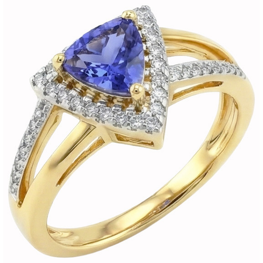 echter trillion tansanit 1.51Karat ring Vorderansicht