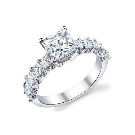 Funkelnder Verlobungsring mit 3 Karat Echt Diamanten im Princess-Schliff Weißgold