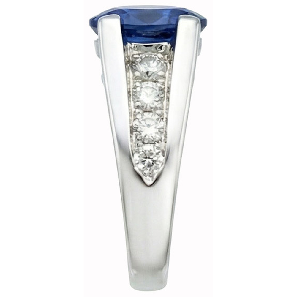 Funkelnder ovaler Ceylon-Saphir-Aus der Erde Abgebauter Natürlicher Diamant-Ring 2.10 Karat Weißgold