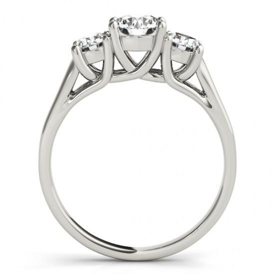 Funkelnder runder Brillant 1,65 Karat Etch Diamant 3 Stein Ring Gold 14K