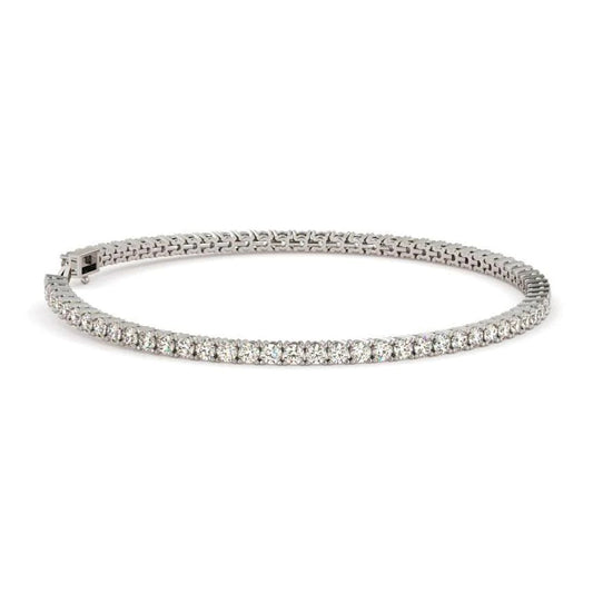 Funkelndes Rundschliff 7,50 Karat Echt Diamanten Tennisarmband Gold Weiß