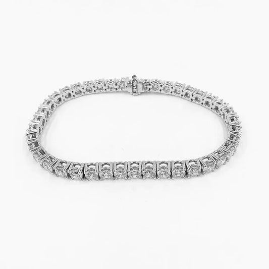 Funkelndes Rundschliff-Natürlich Diamanten-Tennisarmband mit 8 Karat Weißgold