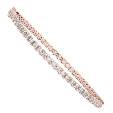 Funkelndes Tennisarmband mit 5,60 ct Echt Diamanten im Princess-Schliff Roségold