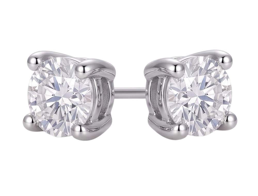 GIA-zertifiziert Damen Ohrstecker Ohrstecker Set 2.16 ct Runde Echt Aus der Erde Abgebauter Natürlicher Diamanten Weißgold