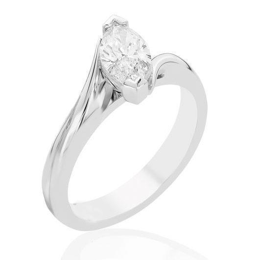 Gedrehter Schaft 1,75 Karat Marquise-Echt Diamant Solitärring Weißgold 14K