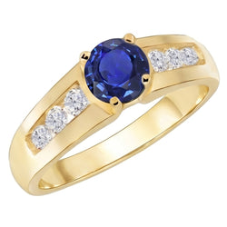 Gelb Gold Aus der Erde Abgebauter Natürlicher Diamant Jubiläum Ring Tief Blauer Saphir 1,75 Karat