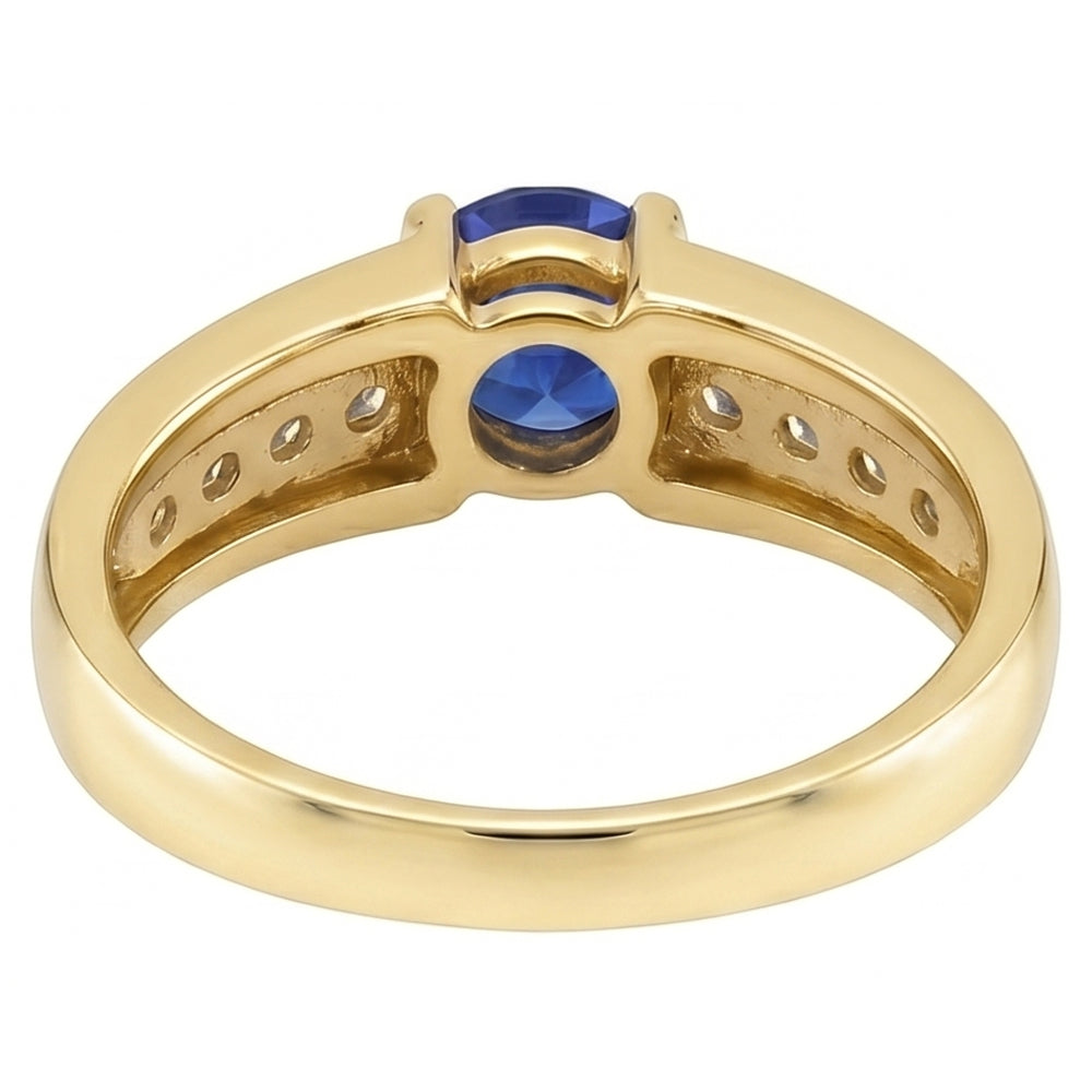 Gelb Gold Aus der Erde Abgebauter Natürlicher Diamant Jubiläum Ring Tief Blauer Saphir 1,75 Karat