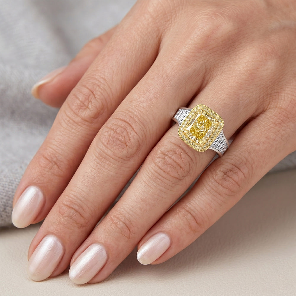 Gelber Kanarienvogel-Diamant Schmuck-Ring – VVS 4 Karat 14 Karat