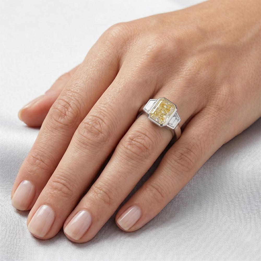 Gelber Kanarienvogel-Diamant VVS Reinheit Statement-Ring 3,25