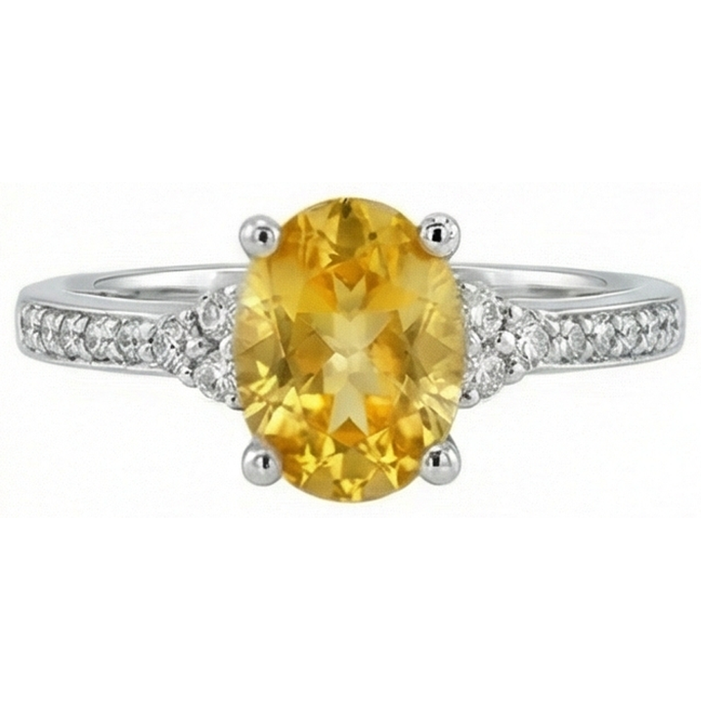 Gelber Saphir und Aus der Erde Abgebauter Natürlicher Diamanten 3,50 ct Ehering Weißgold 14K