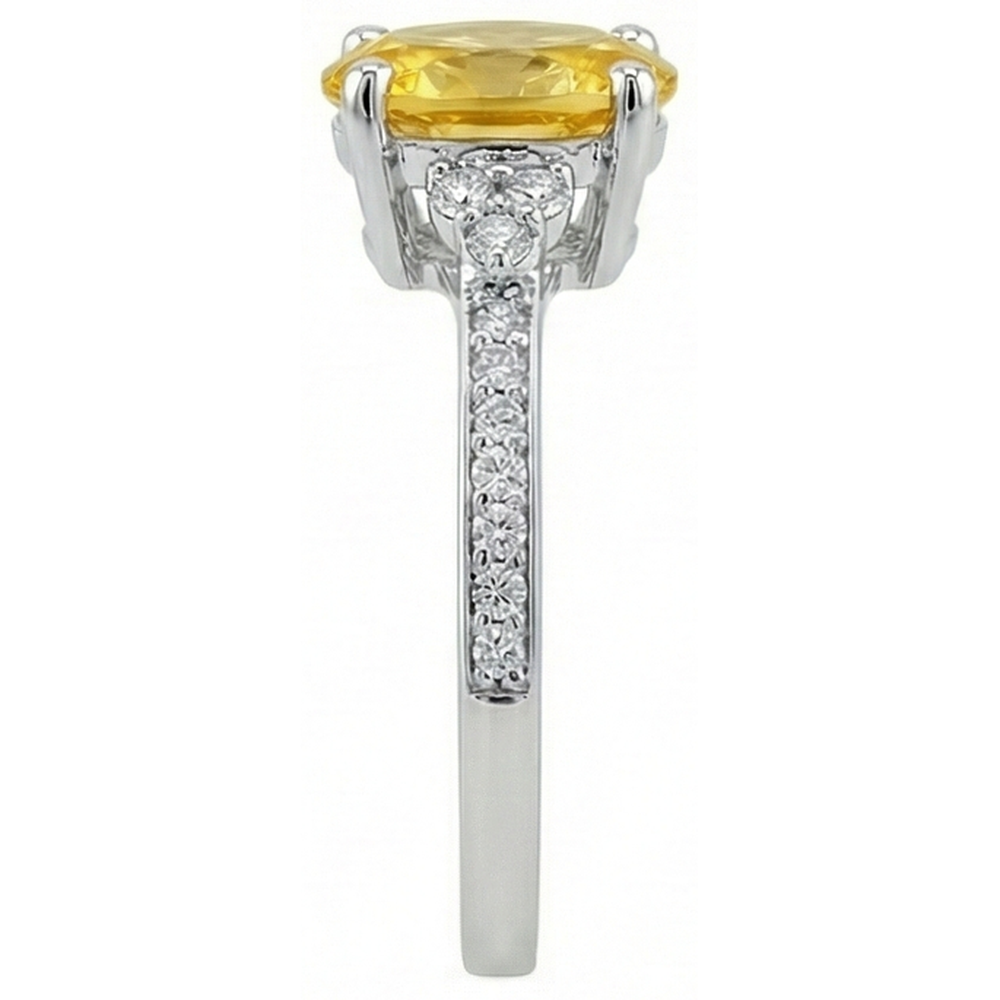Gelber Saphir und Aus der Erde Abgebauter Natürlicher Diamanten 3,50 ct Ehering Weißgold 14K