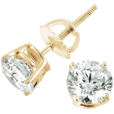 Gelbgold 14K 5,80 Karat Rundschliff Echt Diamanten Damen Ohrstecker