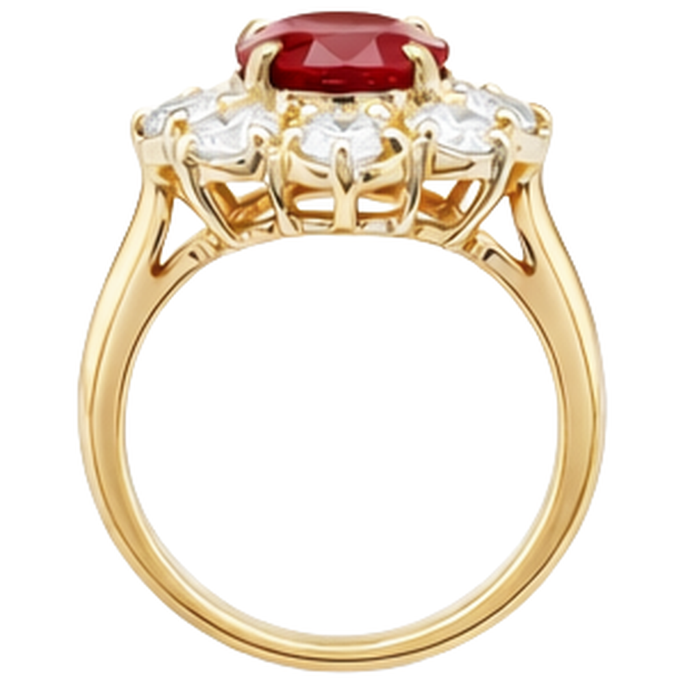 echter oval rubin 4Karat ring Profilansicht