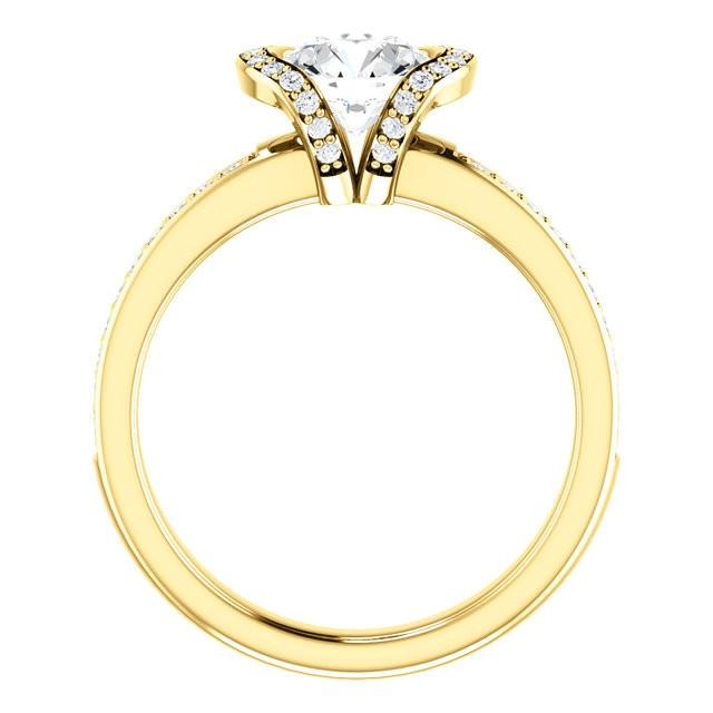 Gelbgold 1,86 Karat runder Echt Diamant-Solitär mit Akzenten Fancy Ring