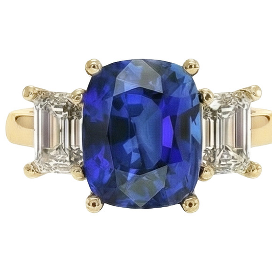 echter cushion diamant 9Karat ring Vorderansicht